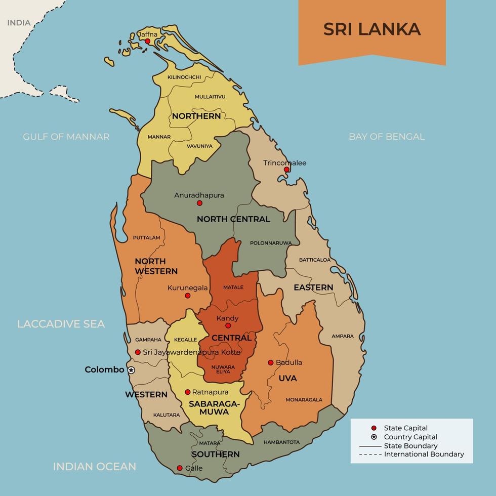 mapa de sri lanka vector