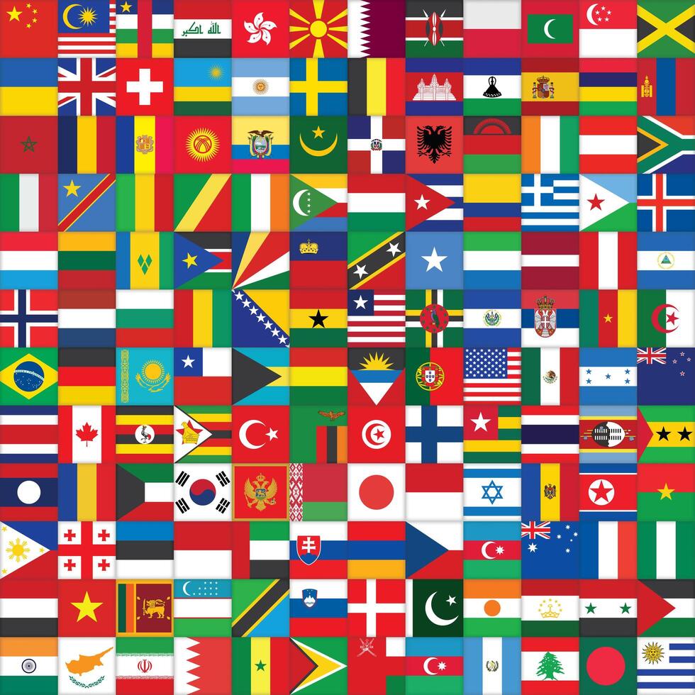 square background with some of world flag icons photo