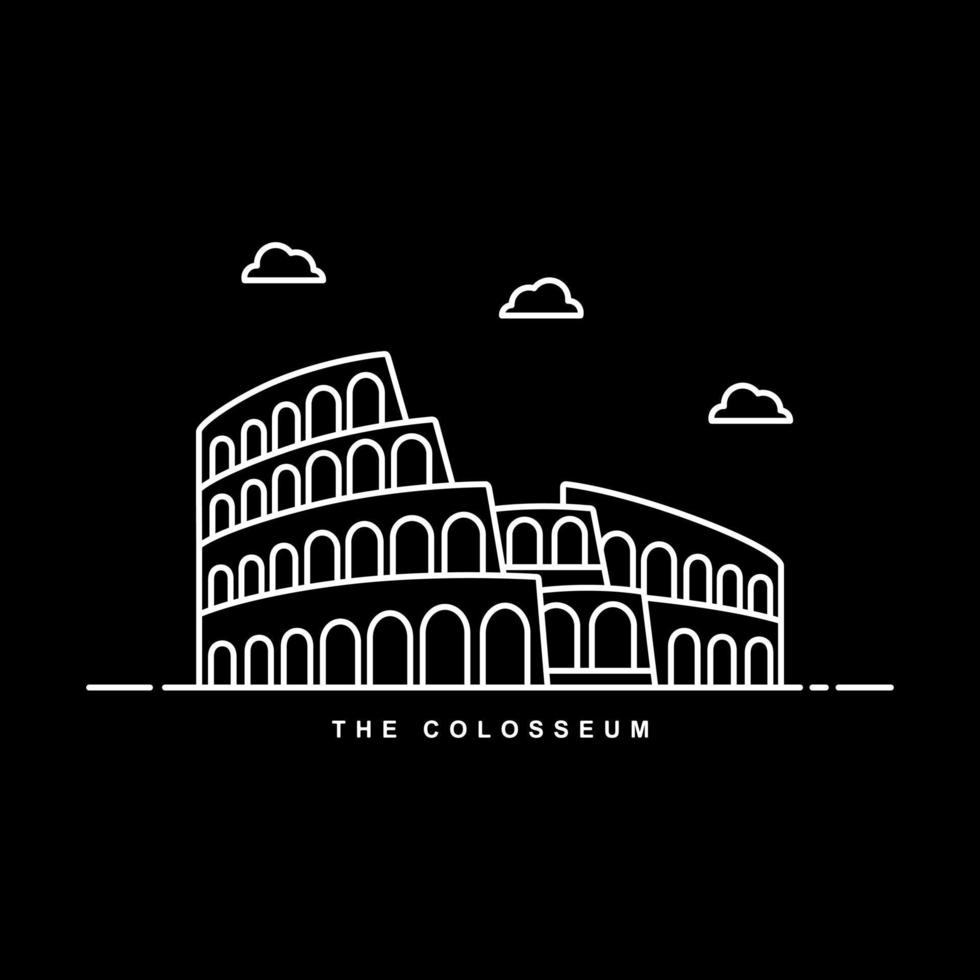 coliseo roma. Italia Monumento historia edificio. línea icono vector diseño