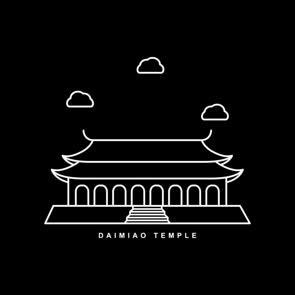 China Temple Building. Traditional House. Outline Icon Vector Design