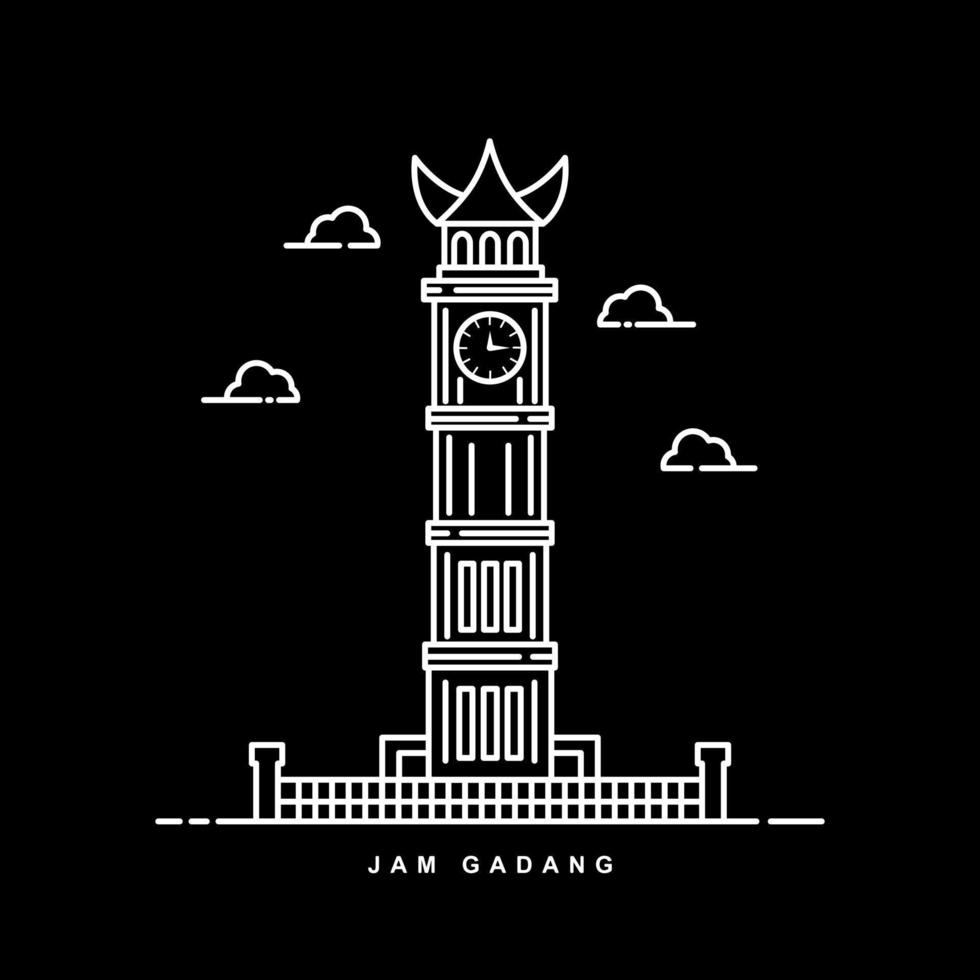 Monument Building in Padang Indonesia. Outline Icon Vector Design