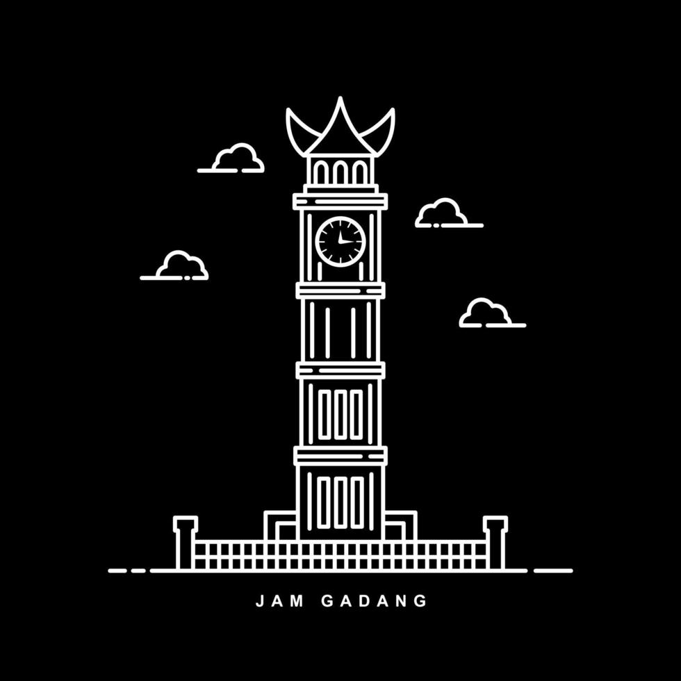 Monument Building in Padang Indonesia. Outline Icon Vector Design