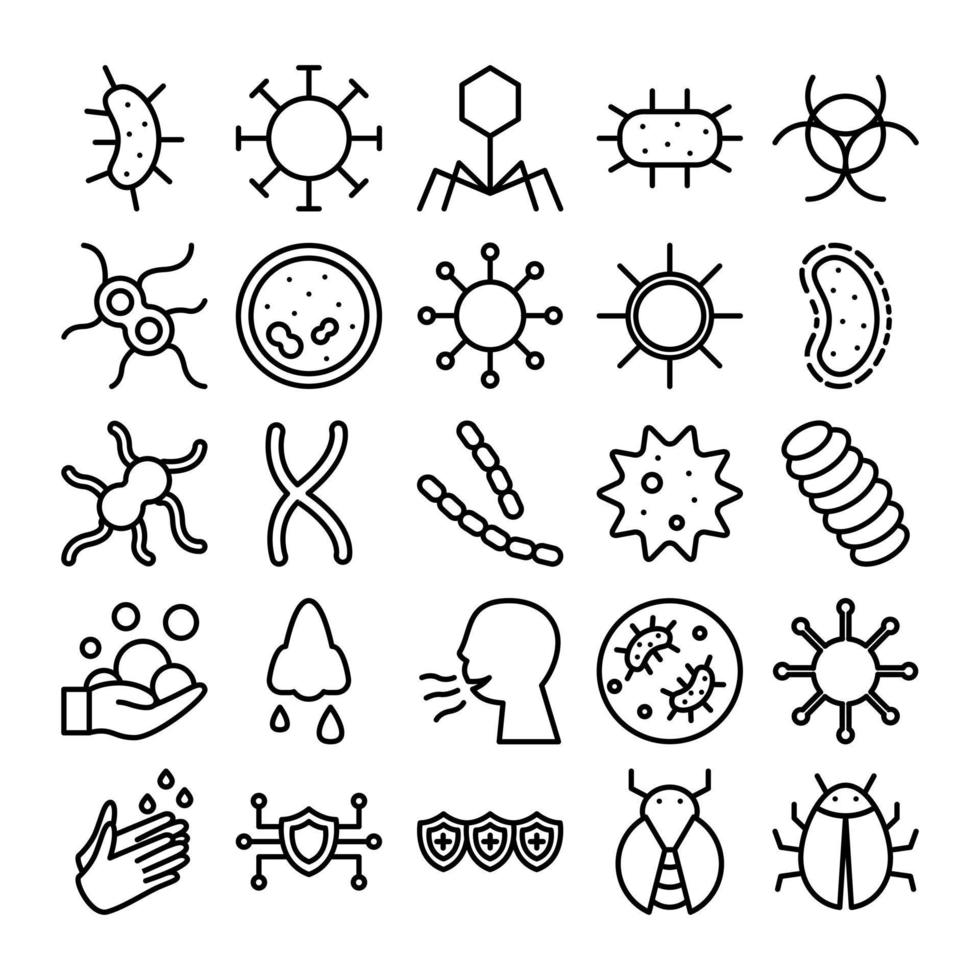 Microbiology Germ Disease. Virus Bacteria and Infection. Outline Icon. Vector Design