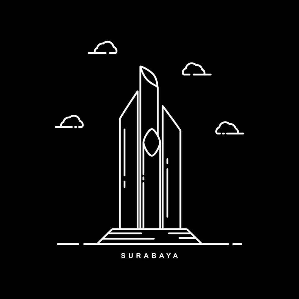 Symbol City Surabaya Illustration. Historical Monument. Outline Icon Vector Design