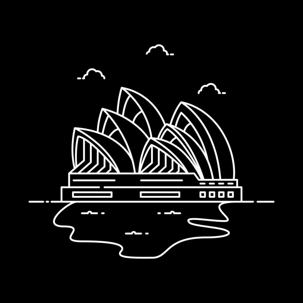 Sydney Opera House. Australia Landmark Monument History Building. Line Icon Vector Design