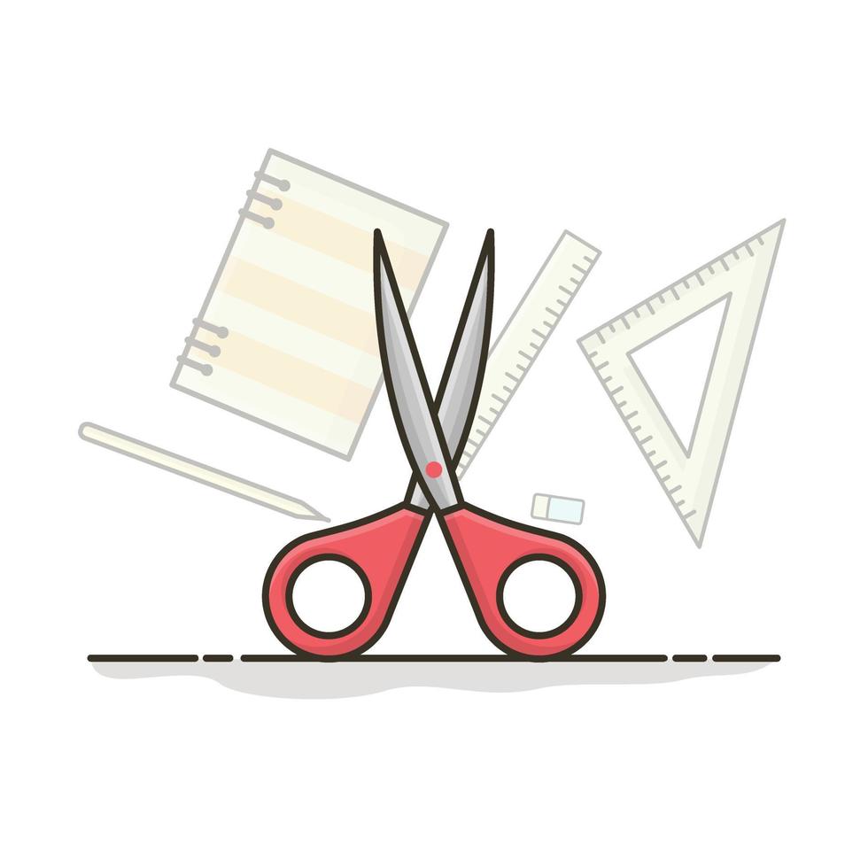 tijeras papelería ilustración. vector diseño plano icono