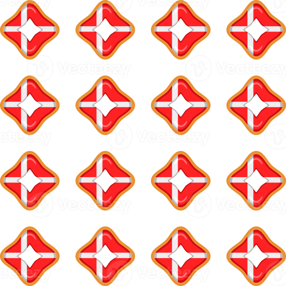 Pattern cookie with flag country Denmark in tasty biscuit png