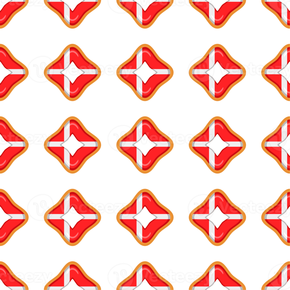 Pattern cookie with flag country Denmark in tasty biscuit png