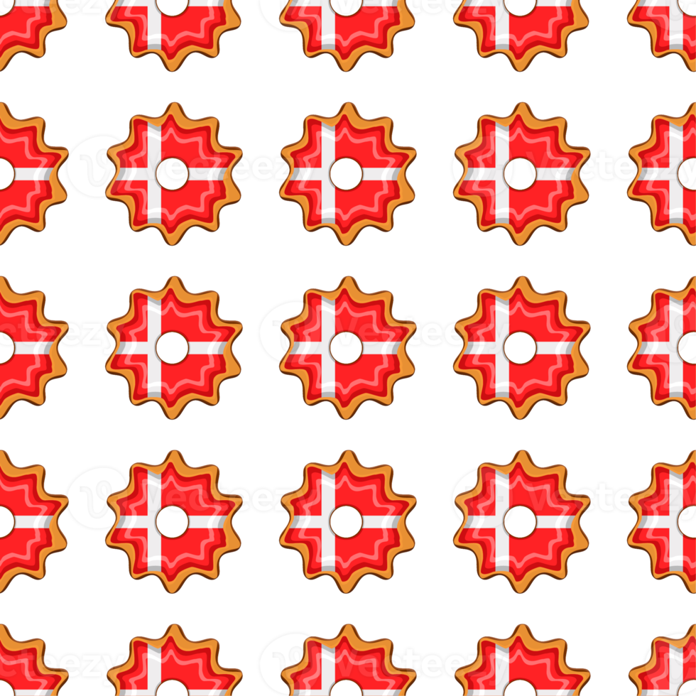 Pattern cookie with flag country Denmark in tasty biscuit png