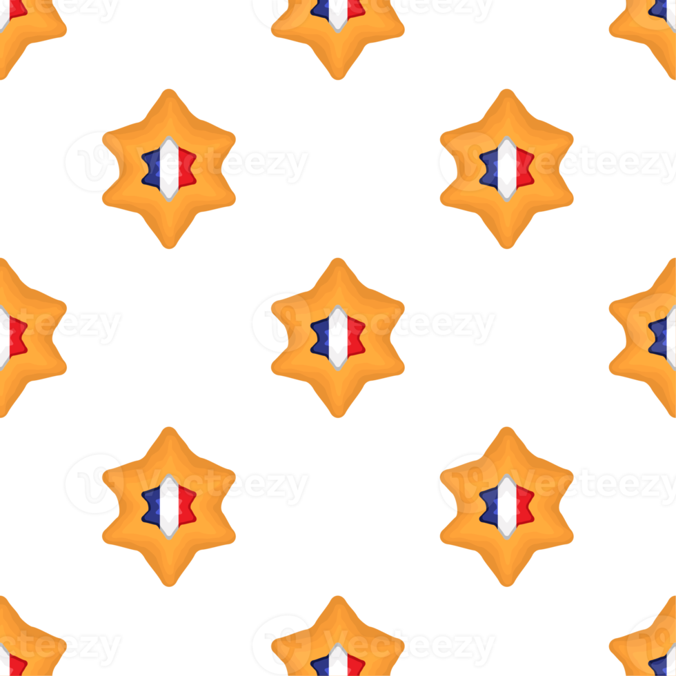 Pattern cookie with flag country France in tasty biscuit png