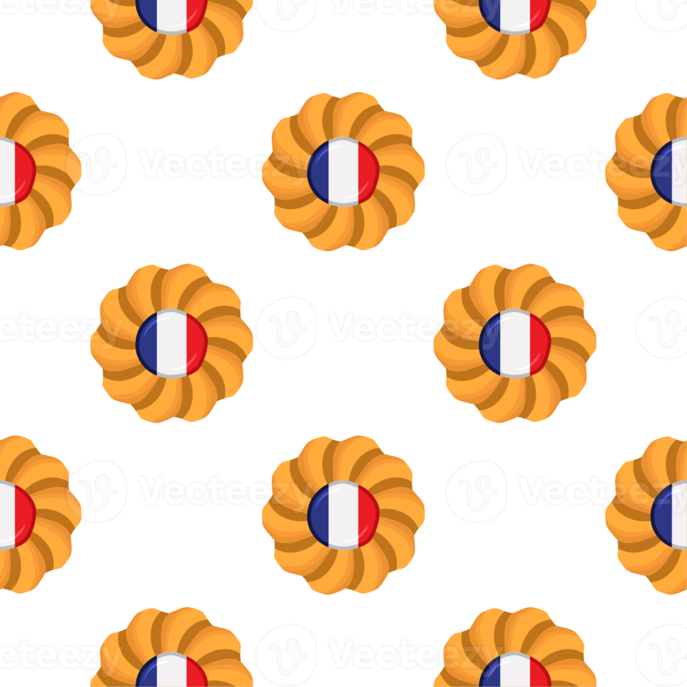 Pattern cookie with flag country France in tasty biscuit png