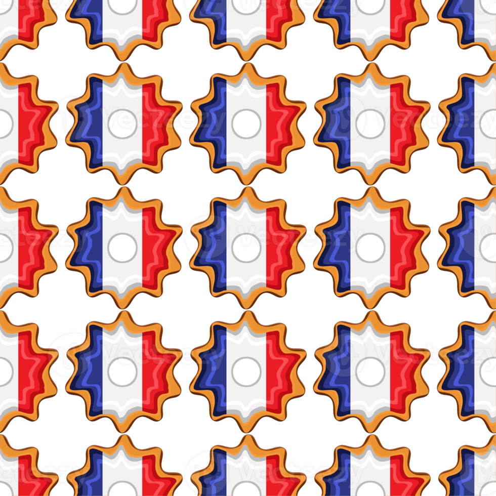 Pattern cookie with flag country France in tasty biscuit png