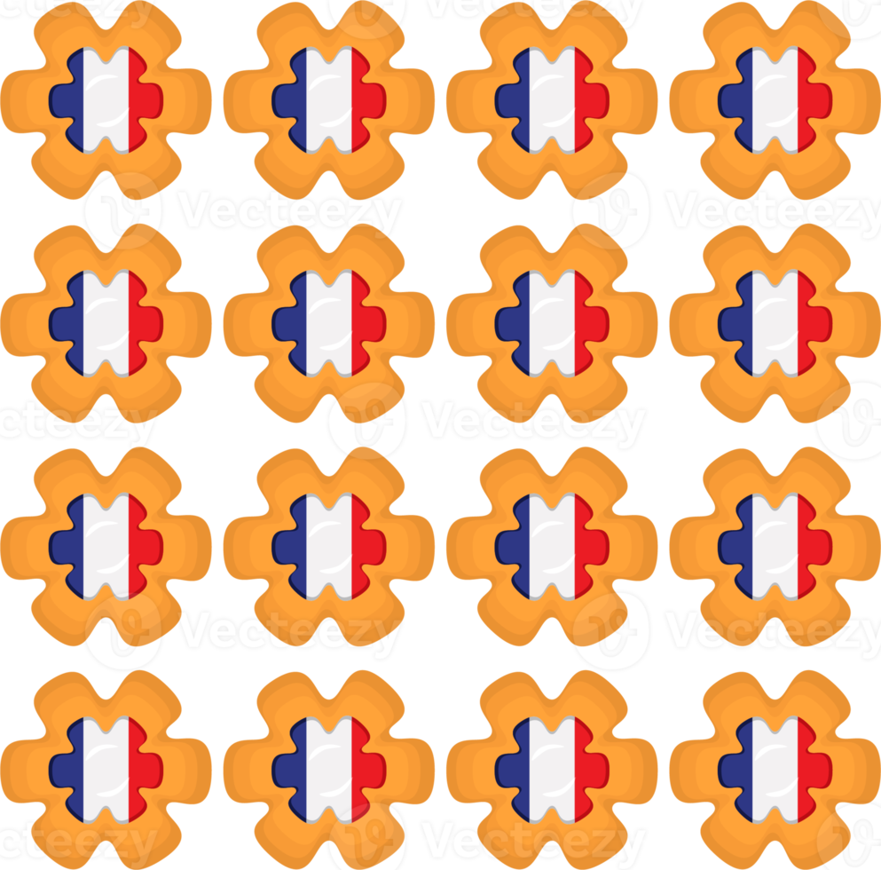 Pattern cookie with flag country France in tasty biscuit png