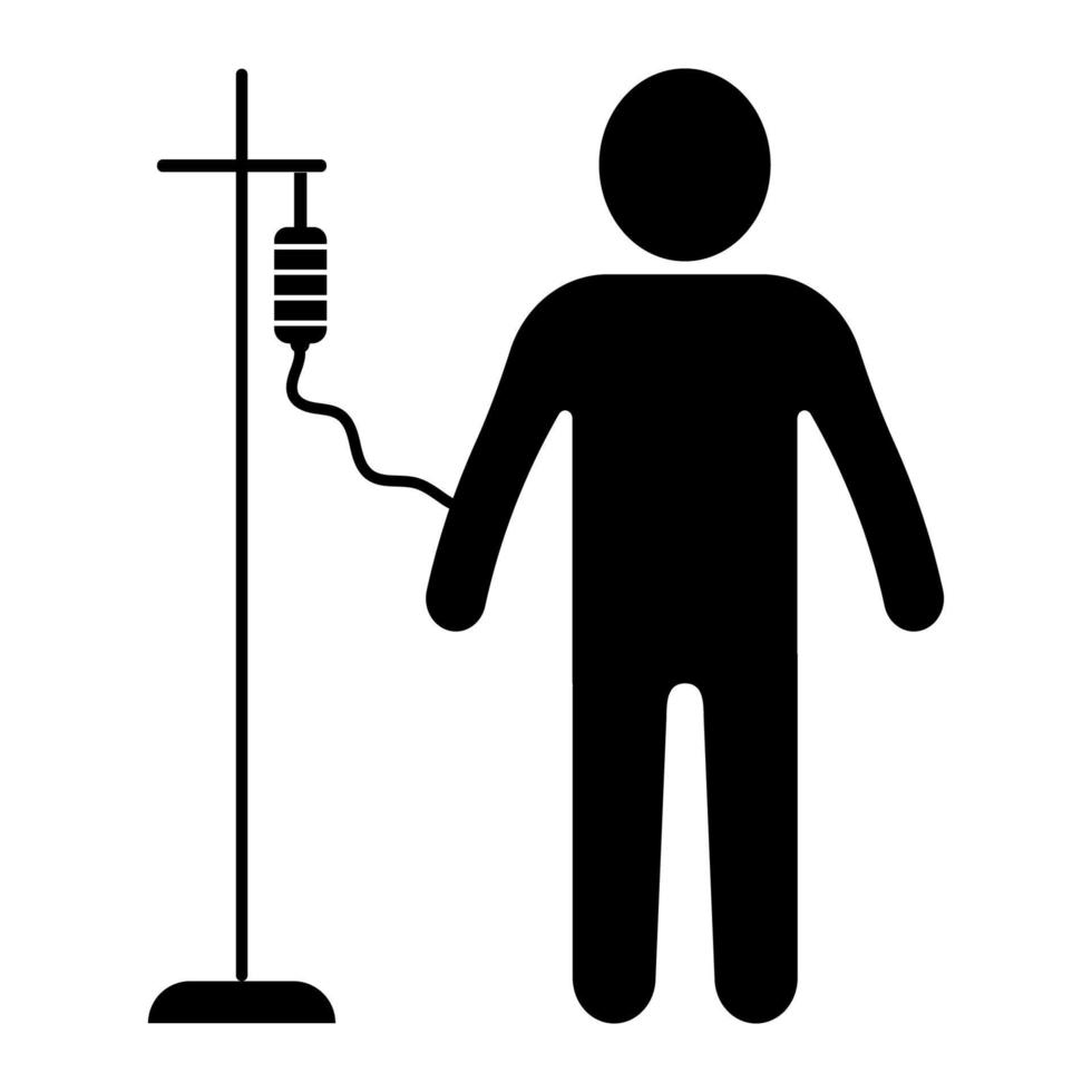Drip patient cancer icon, chemotherapy treatment oncology, therapy medical dropper vector