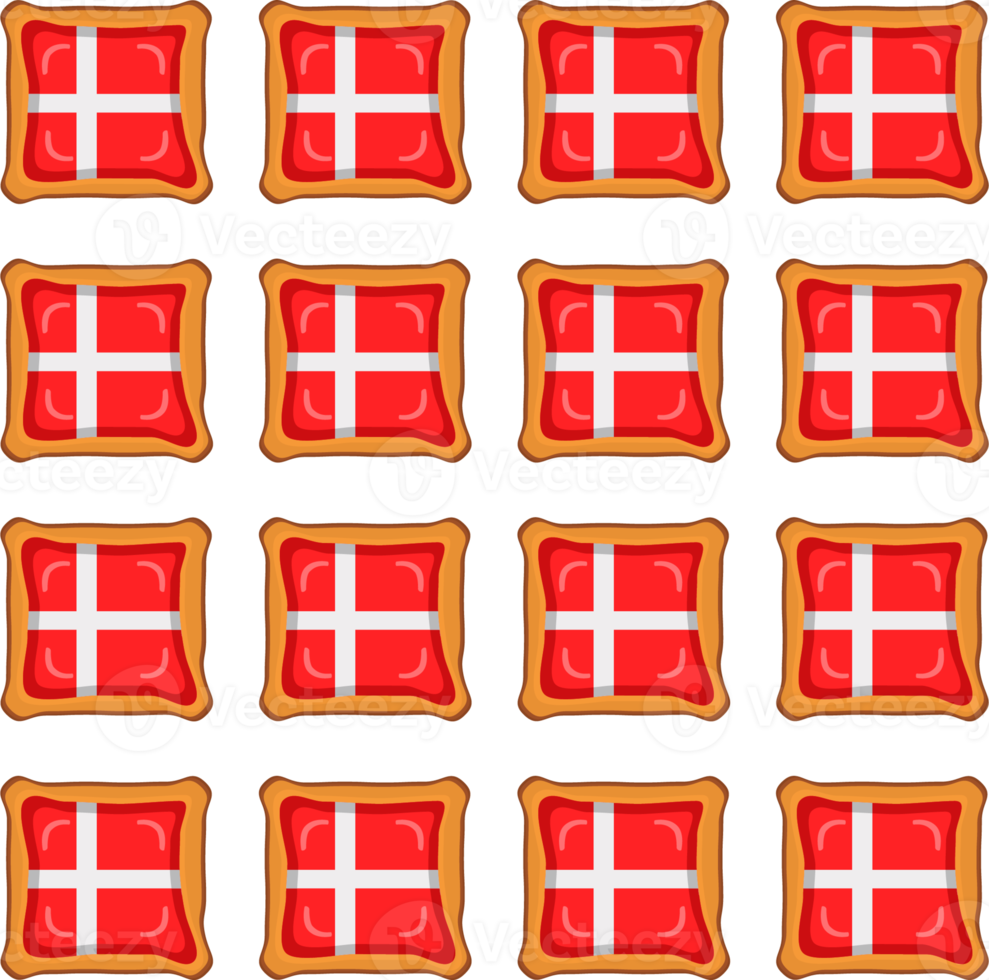 Pattern cookie with flag country Denmark in tasty biscuit png