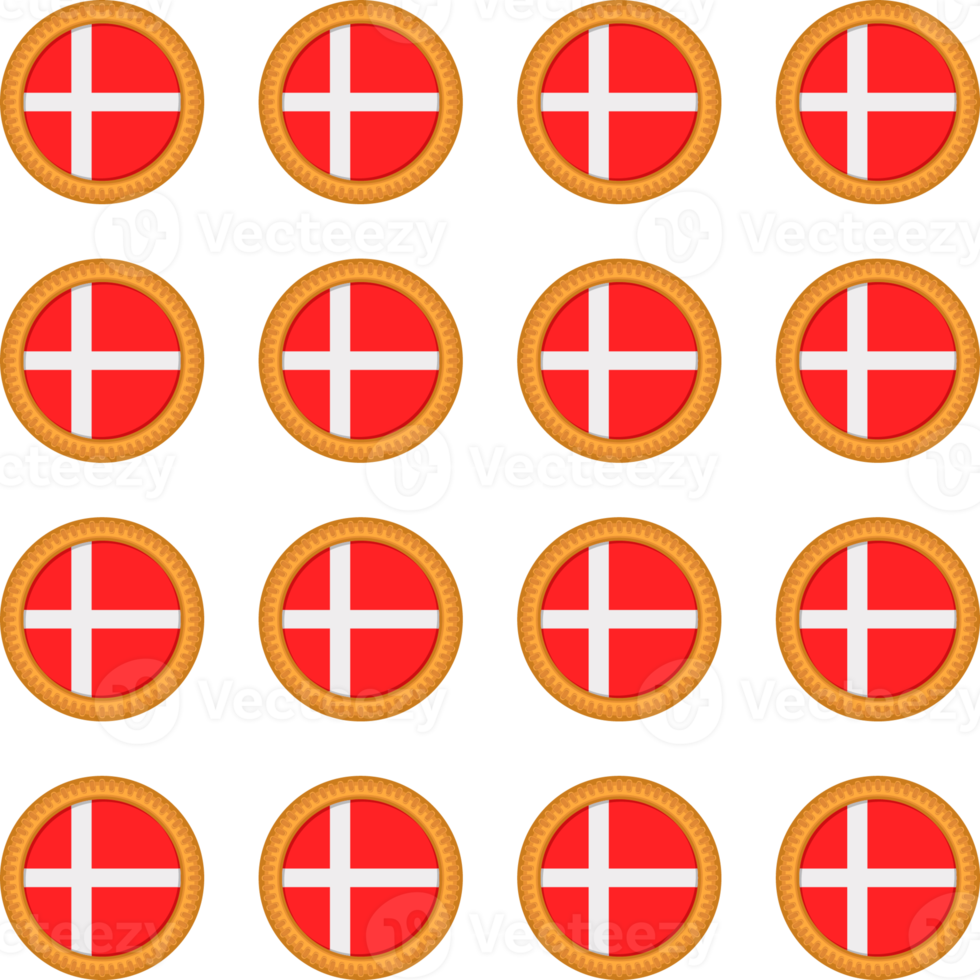 Pattern cookie with flag country Denmark in tasty biscuit png