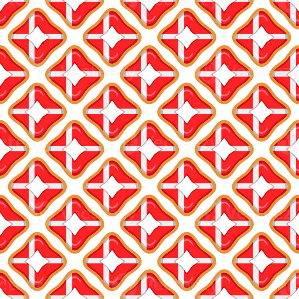 Pattern cookie with flag country Denmark in tasty biscuit png