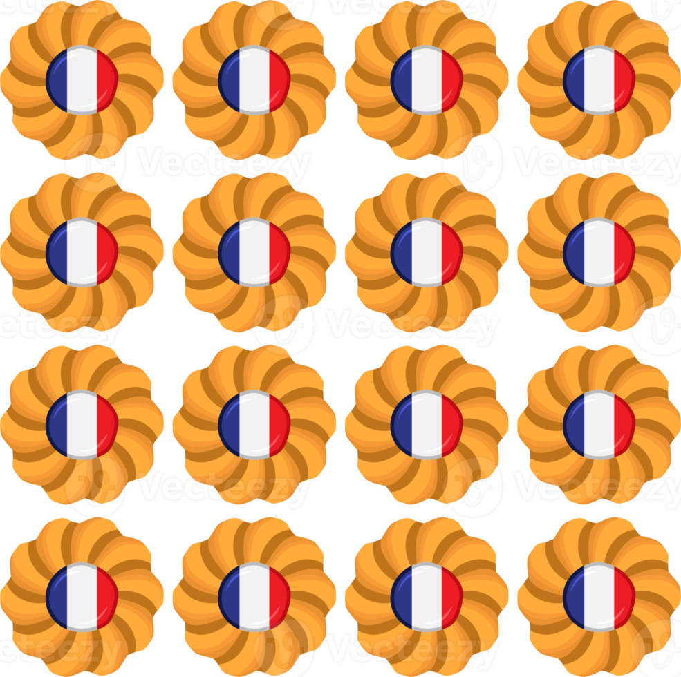 patroon koekje met vlag land Frankrijk in smakelijk biscuit png