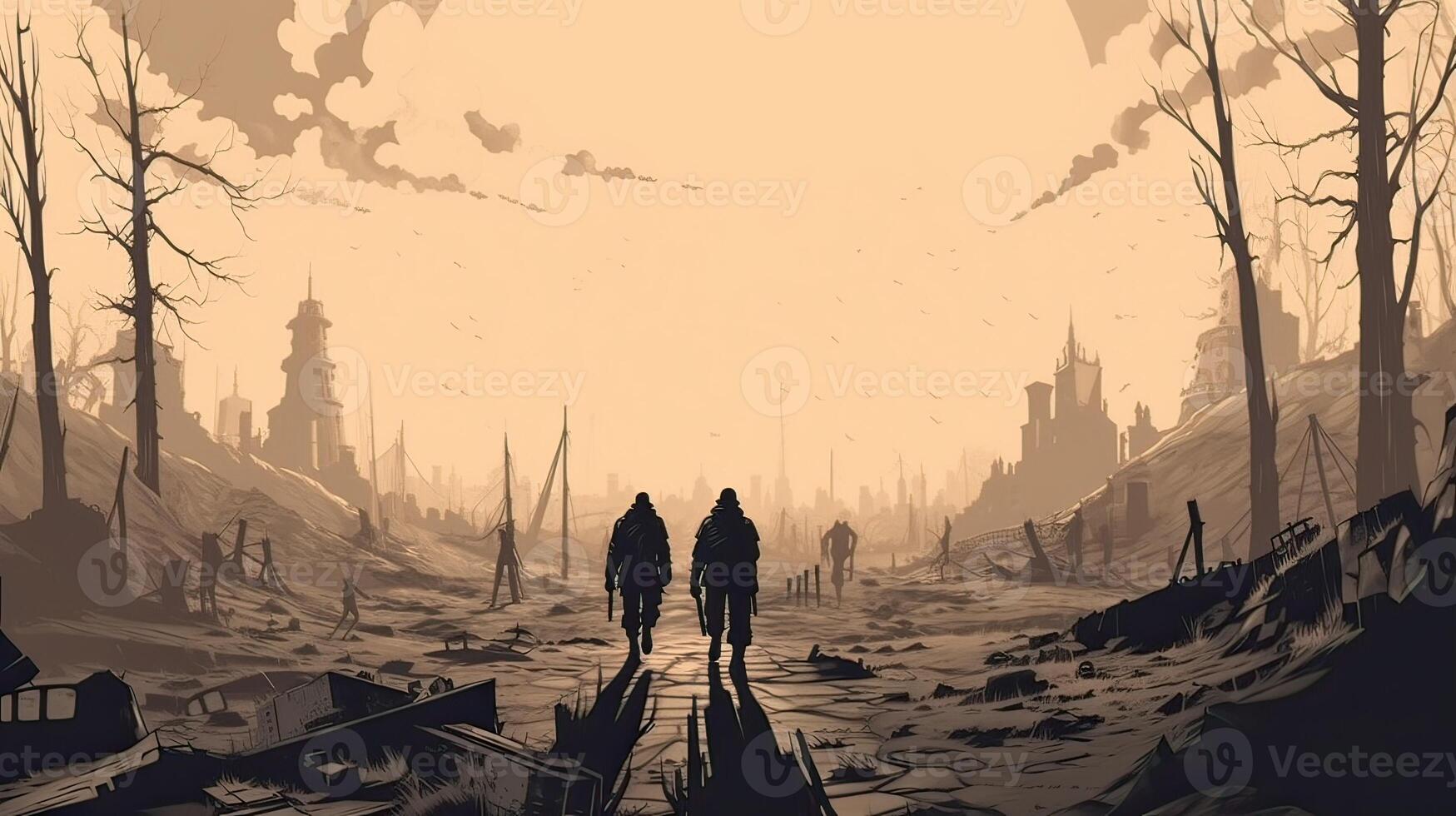silhouette group of thai soldiers special forces full team in uniform walking action through smoke fire orange and holding gun on hand over lighting background. . photo