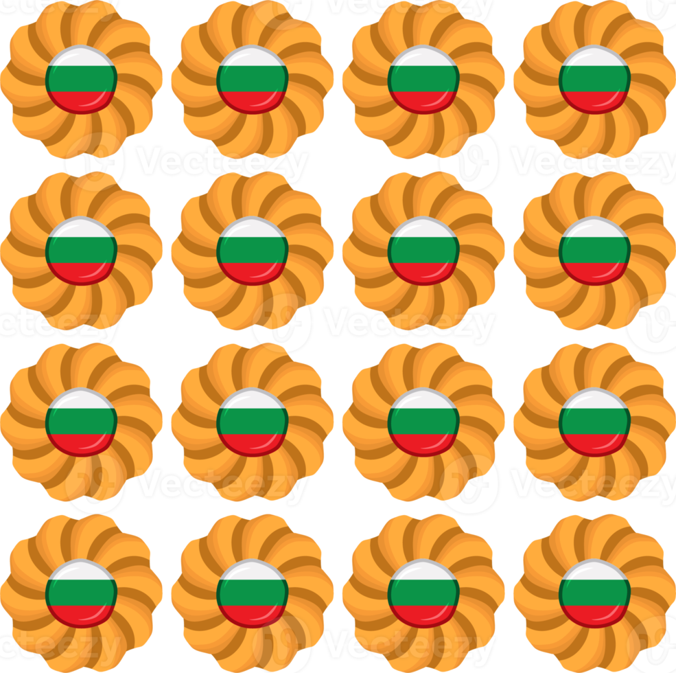 Pattern cookie with flag country Bulgaria in tasty biscuit png