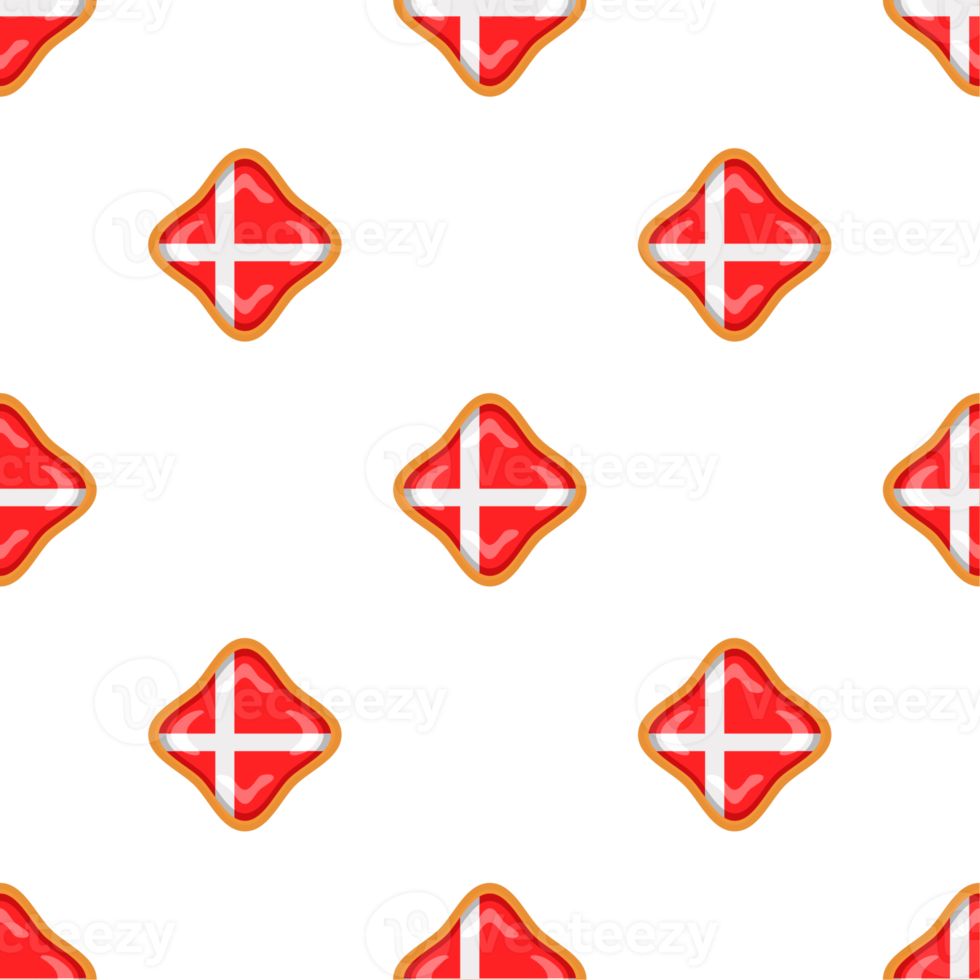 Pattern cookie with flag country Denmark in tasty biscuit png