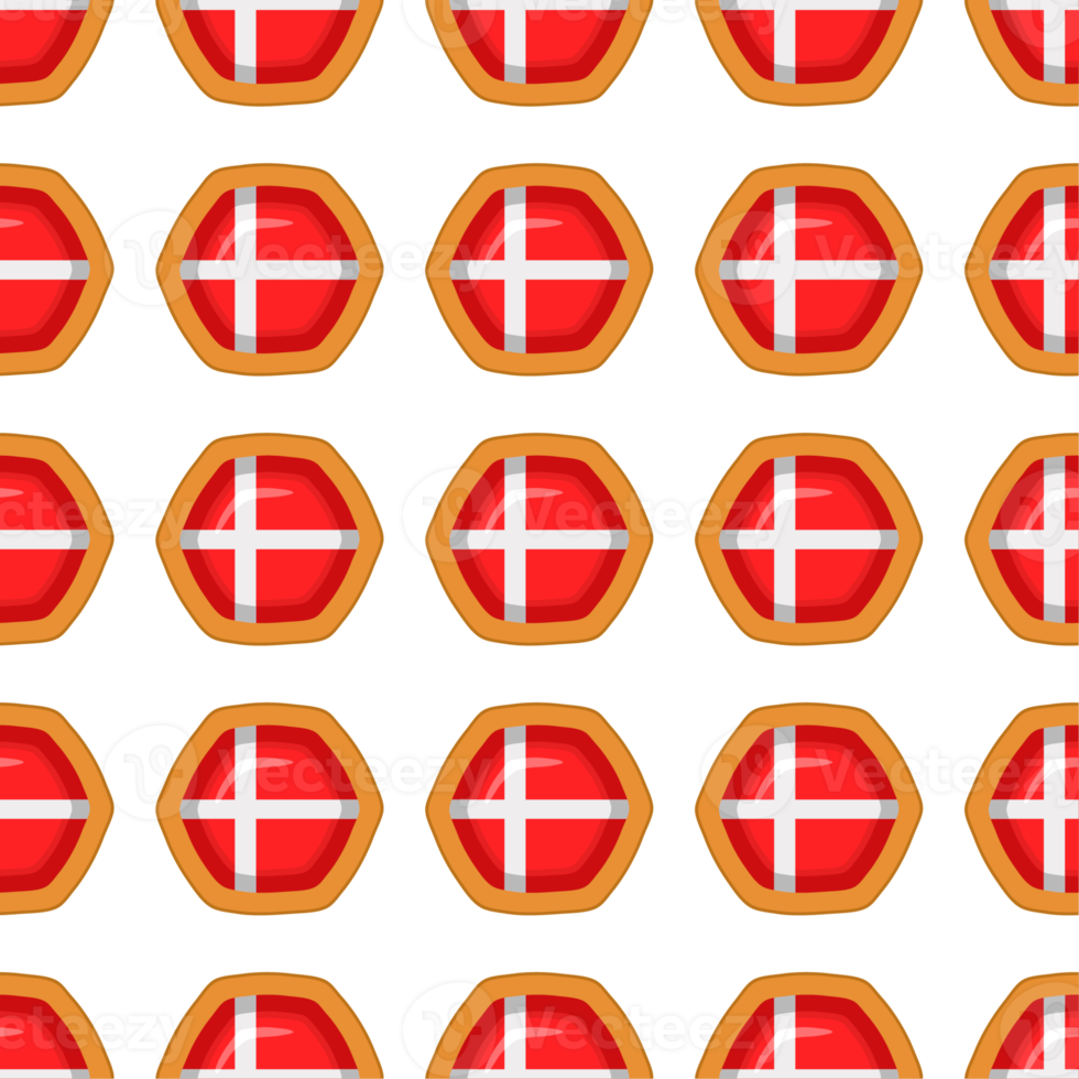 Pattern cookie with flag country Denmark in tasty biscuit png