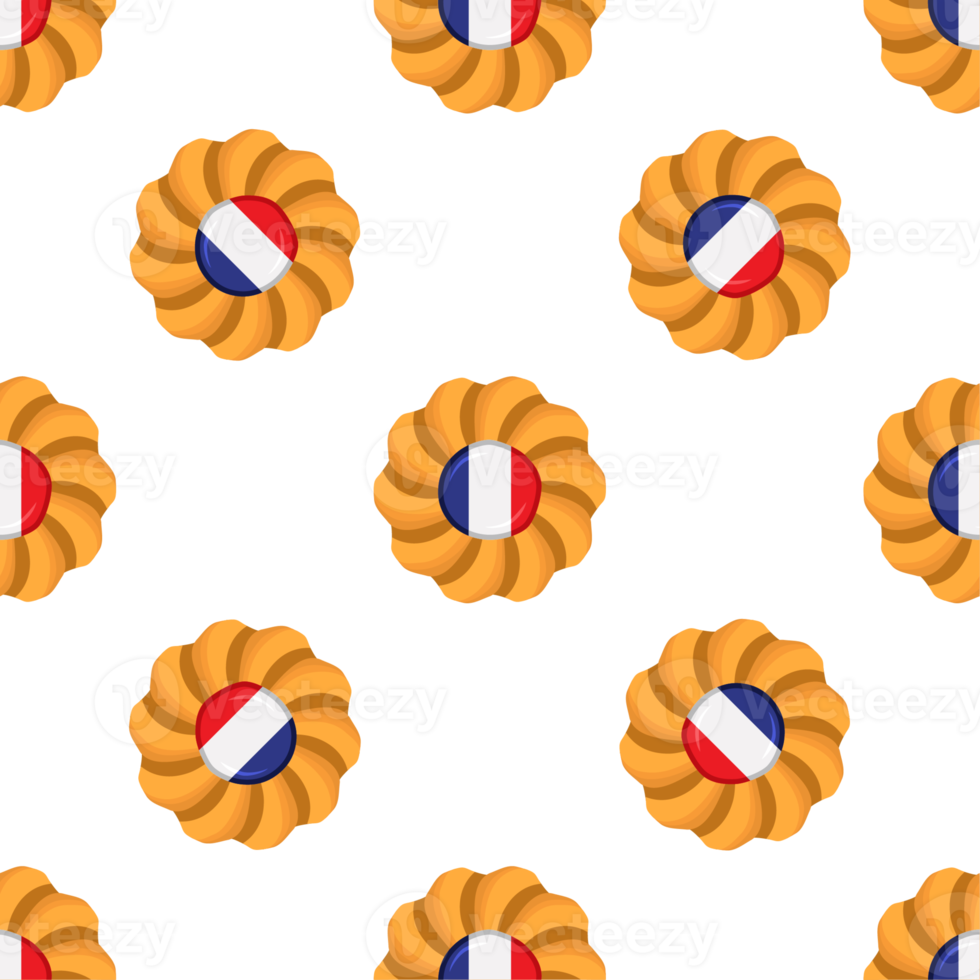 Pattern cookie with flag country France in tasty biscuit png