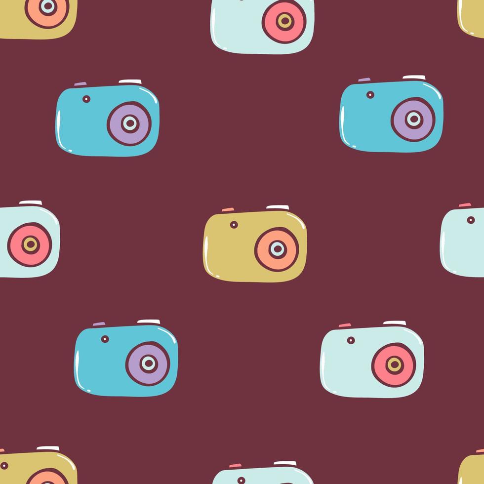 Photo camera vector colorful flat seamless pattern