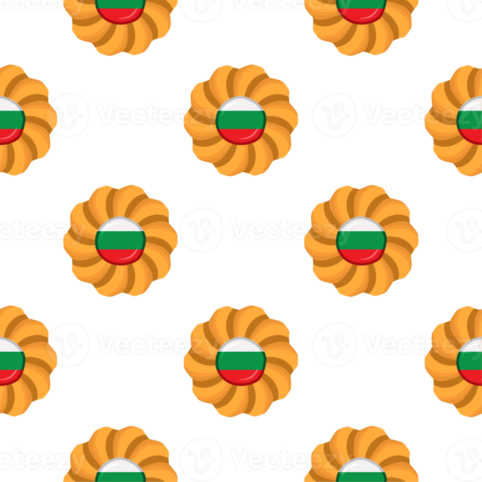 Pattern cookie with flag country Bulgaria in tasty biscuit png