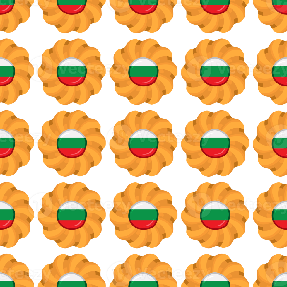 Pattern cookie with flag country Bulgaria in tasty biscuit png