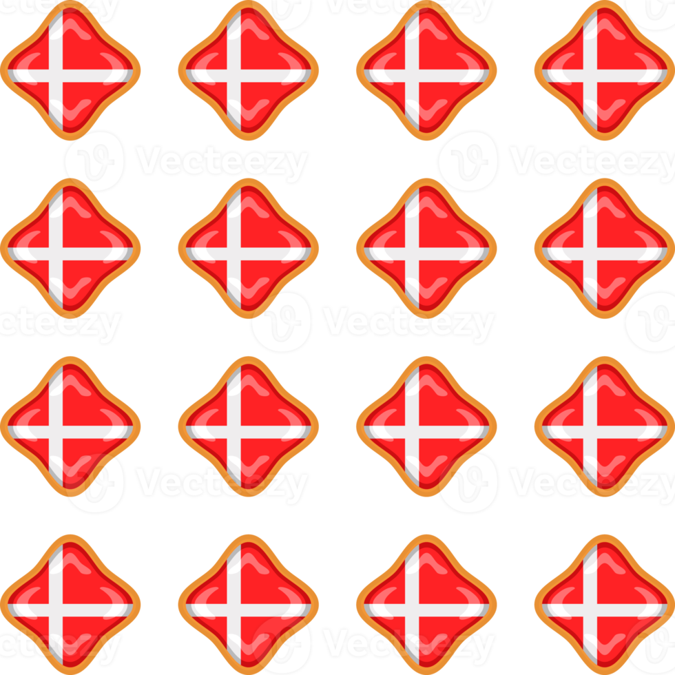Pattern cookie with flag country Denmark in tasty biscuit png