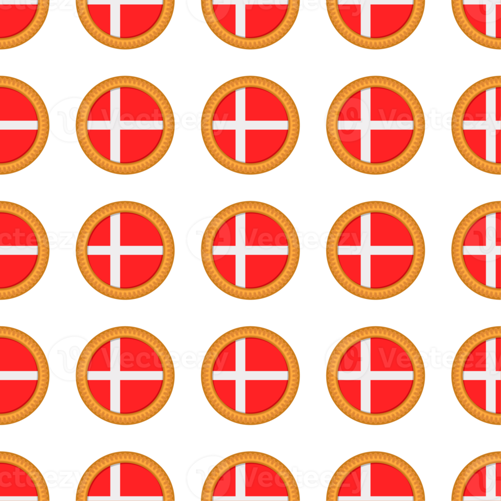 Pattern cookie with flag country Denmark in tasty biscuit png