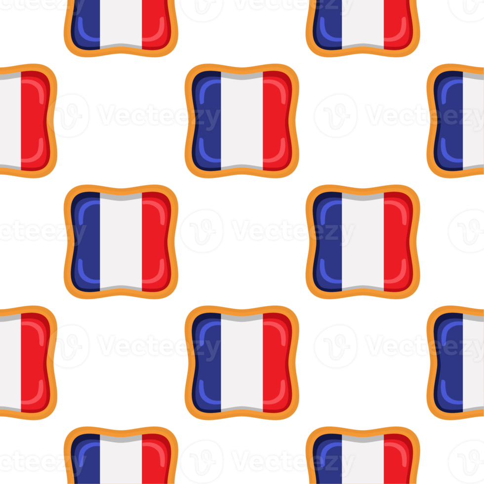 Pattern cookie with flag country France in tasty biscuit png