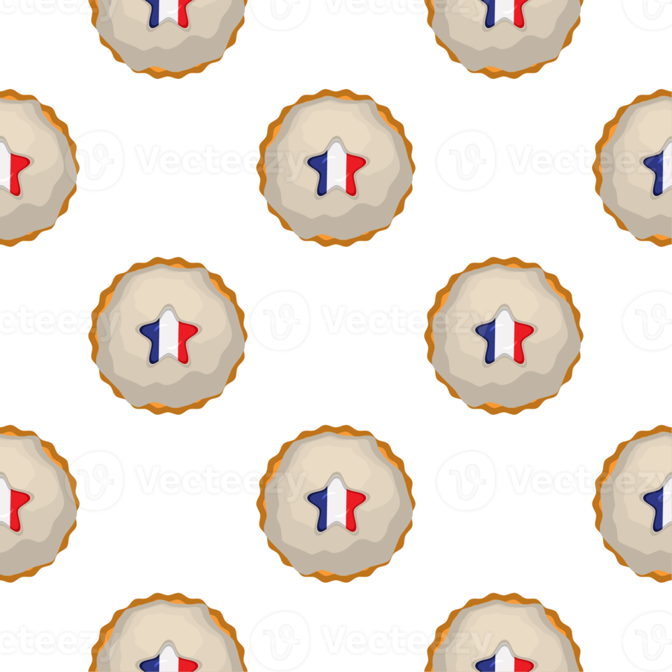 Pattern cookie with flag country France in tasty biscuit png