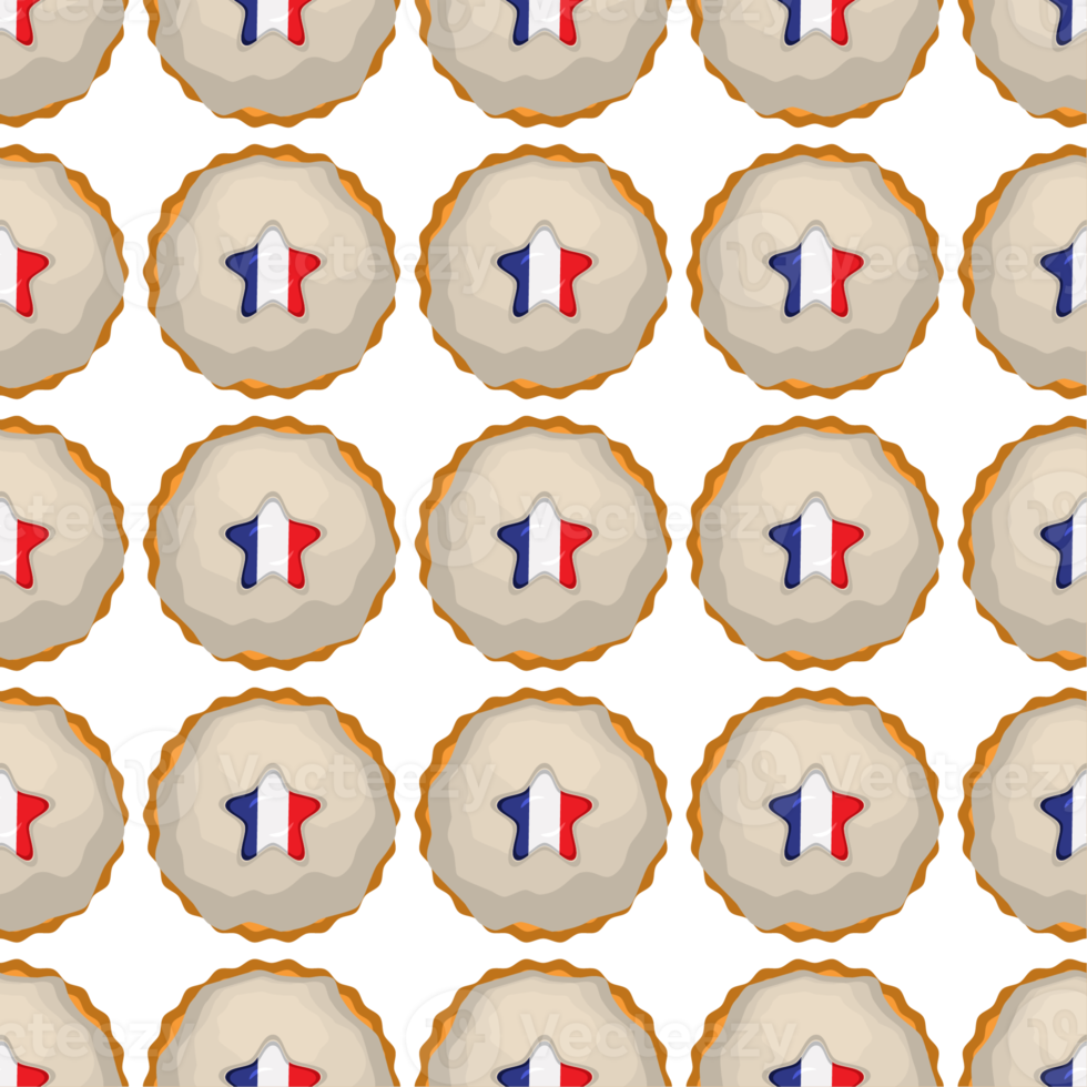 Pattern cookie with flag country France in tasty biscuit png