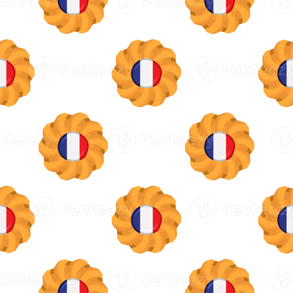 Pattern cookie with flag country France in tasty biscuit png