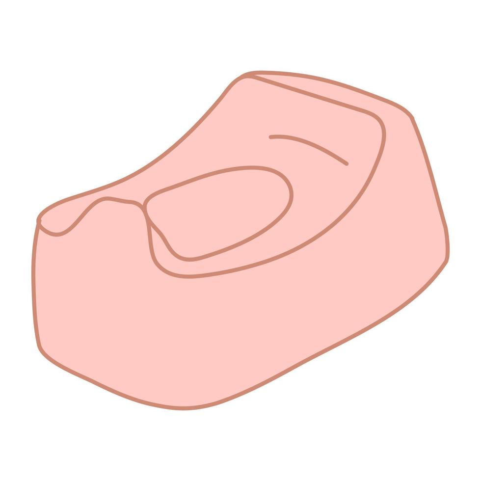 bebé orinal en color garabatear estilo. plano estilo con describir. mano dibujado vector ilustración aislado en blanco. pastel apagado rosado color