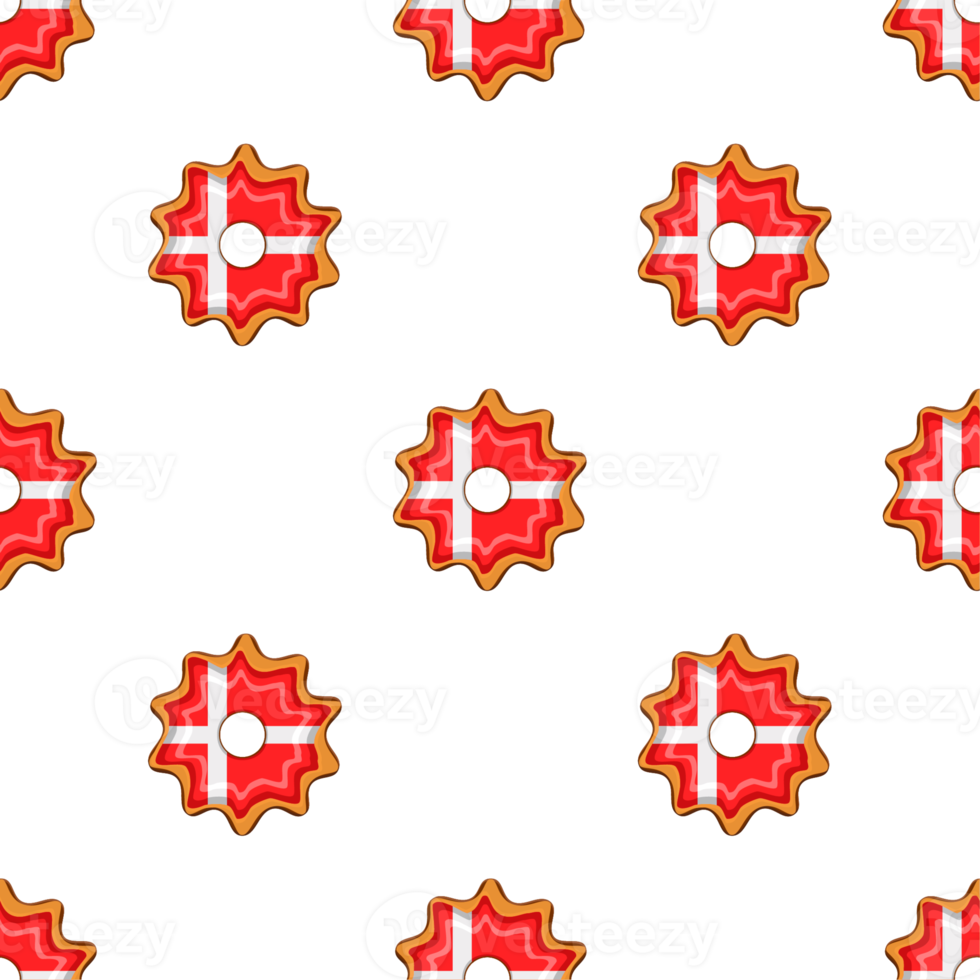 Pattern cookie with flag country Denmark in tasty biscuit png