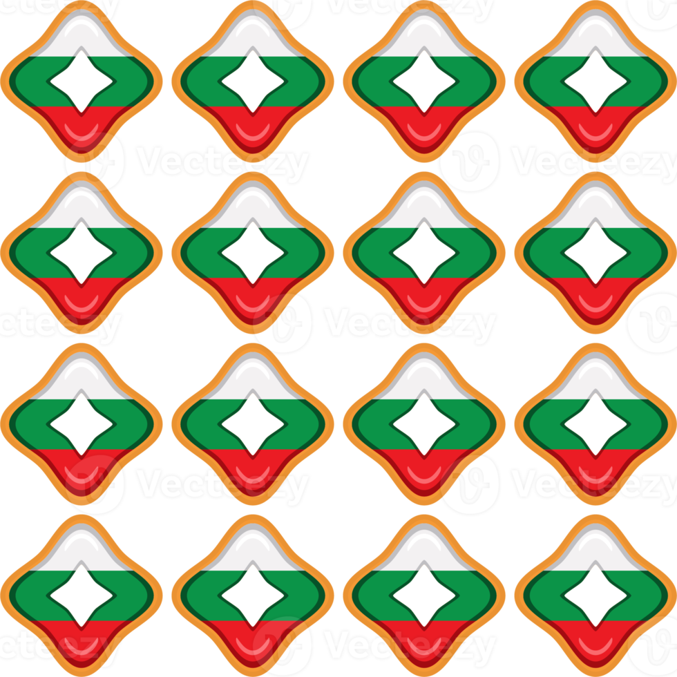 Pattern cookie with flag country Bulgaria in tasty biscuit png
