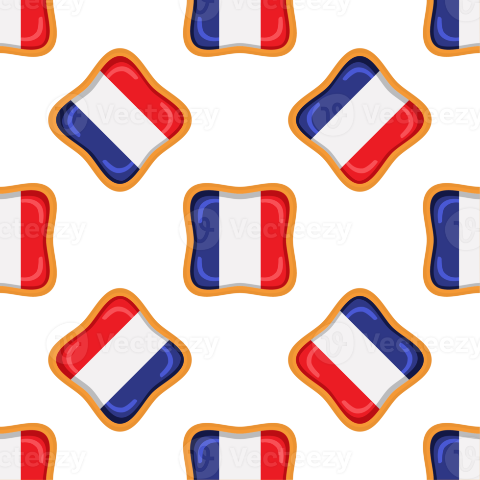 Pattern cookie with flag country France in tasty biscuit png