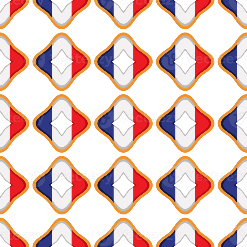 Pattern cookie with flag country France in tasty biscuit png