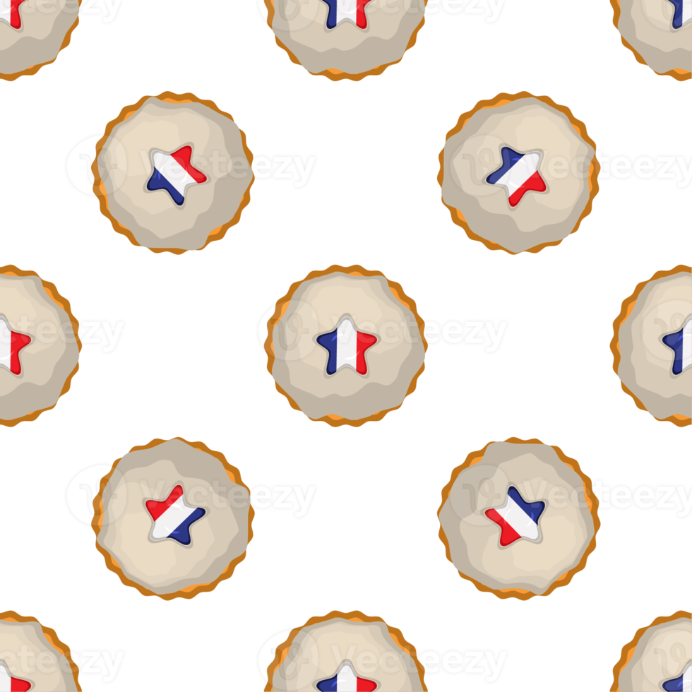 Pattern cookie with flag country France in tasty biscuit png