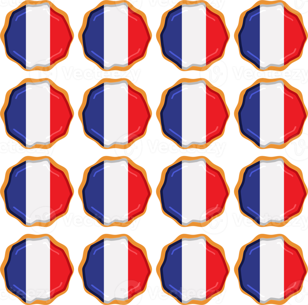 Pattern cookie with flag country France in tasty biscuit png