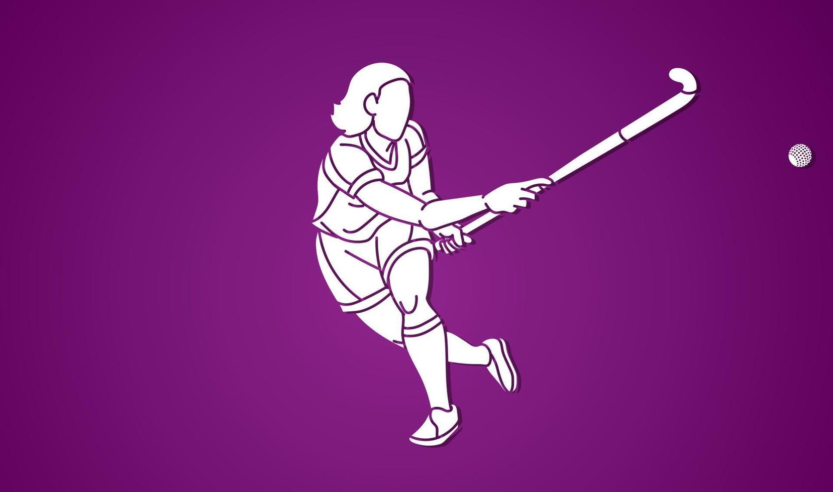 Silhouette Field Hockey Sport Female Player Action vector