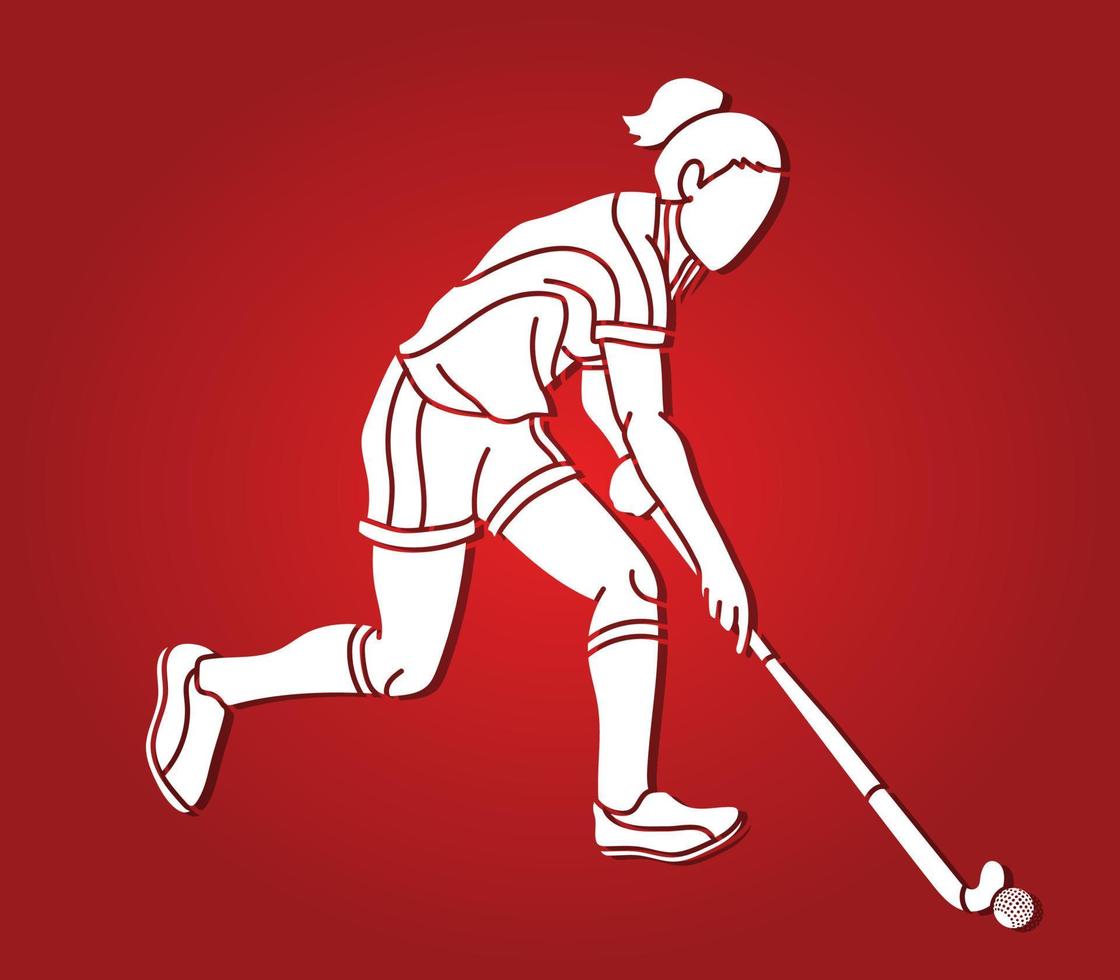 Field Hockey Sport Female Player Action vector