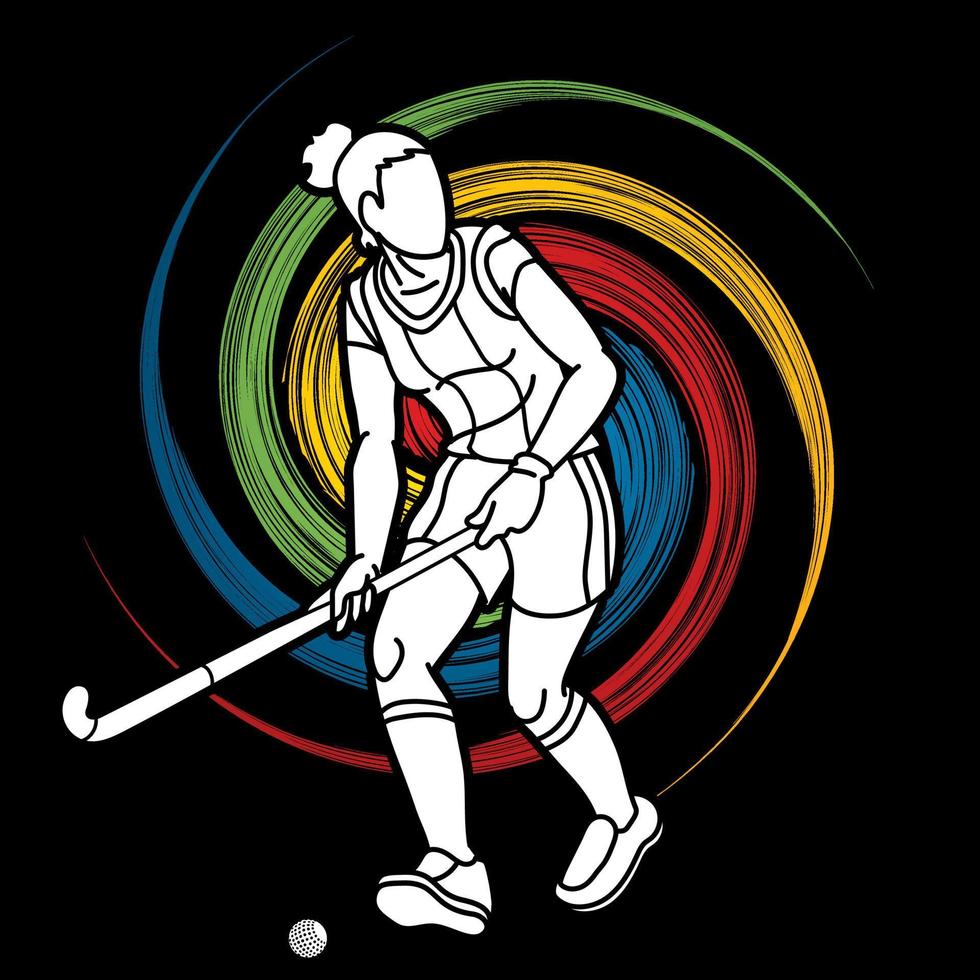 hockey sobre césped deporte jugadora vector