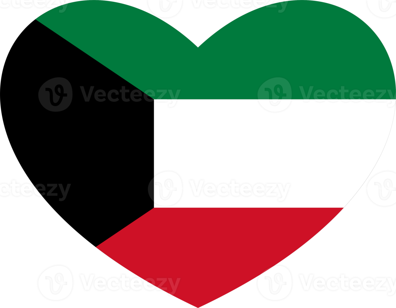 Kuwait bandiera cuore forma png