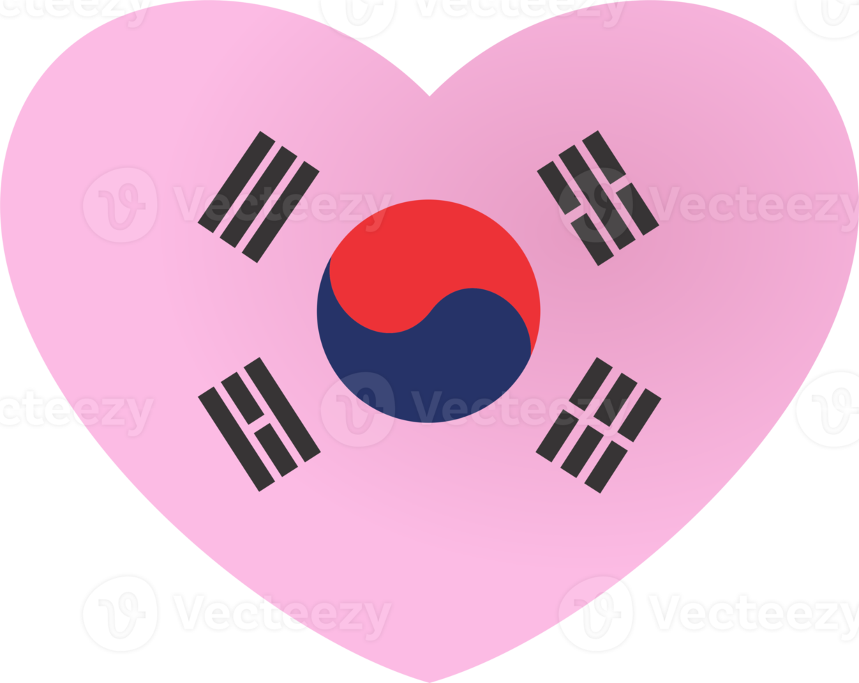 sur Corea bandera corazón forma png
