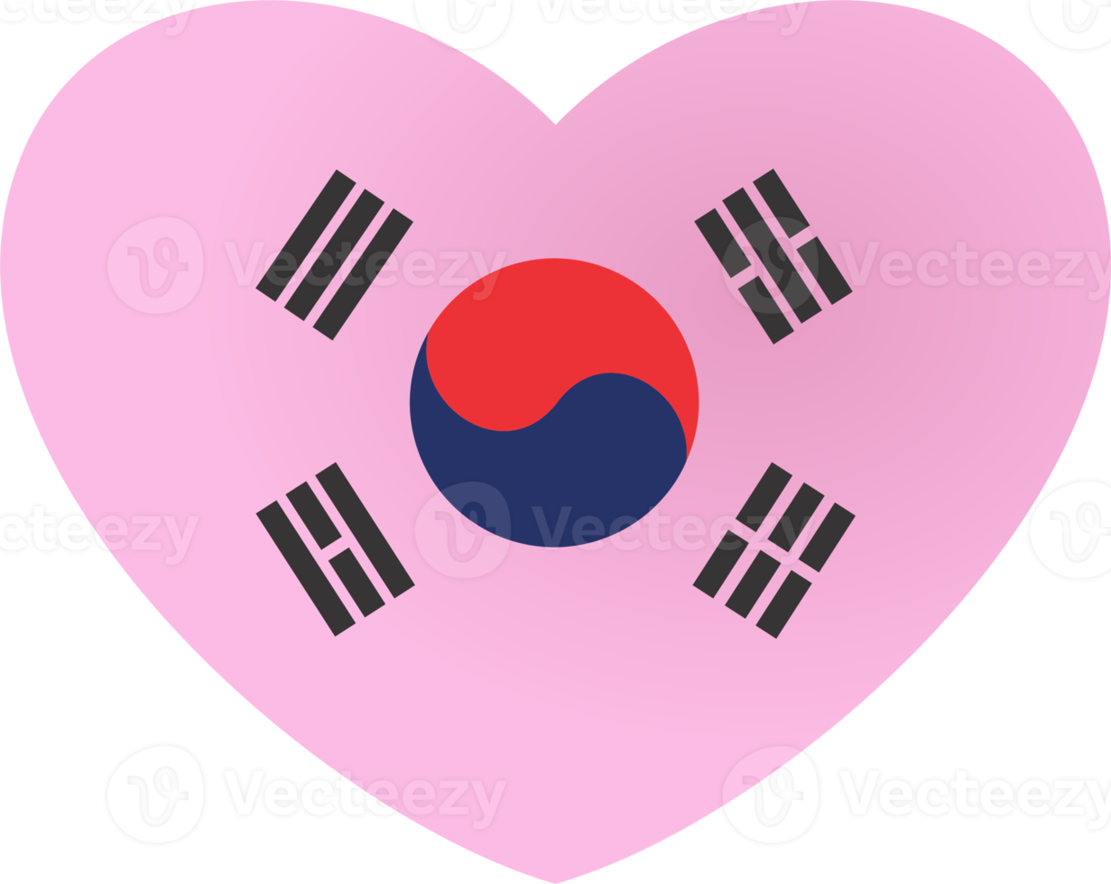 South korea flag heart shape PNG