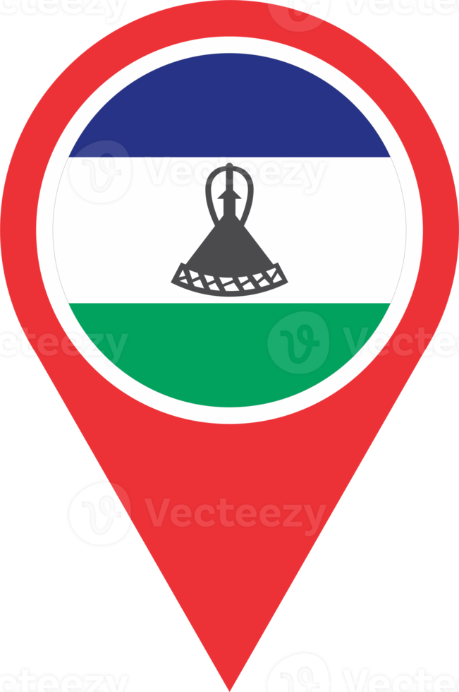 Lesotho flag pin map location png